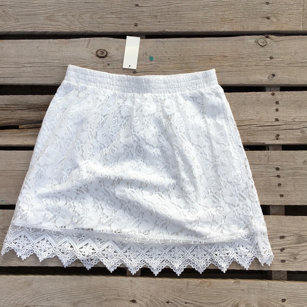 Skies Are Blue White Lace Mini Skirt